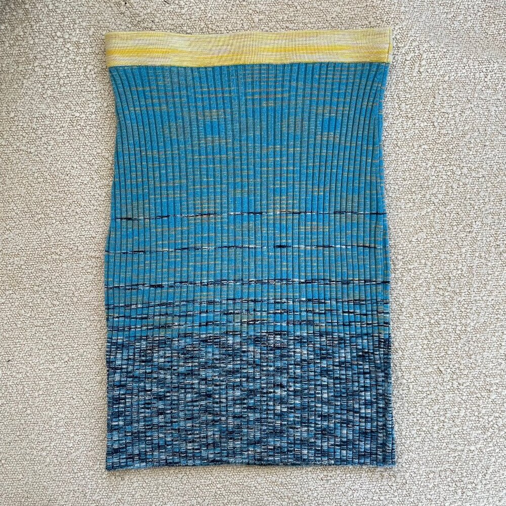 STAUD Piera Space - Blue Dye Rib Knit Mini Skirt